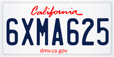 CA license plate 6XMA625