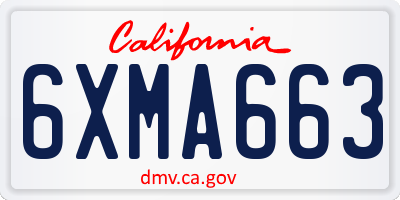 CA license plate 6XMA663