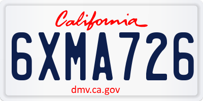 CA license plate 6XMA726