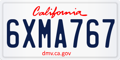 CA license plate 6XMA767