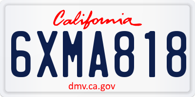 CA license plate 6XMA818