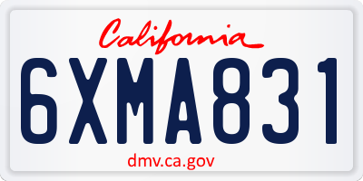 CA license plate 6XMA831