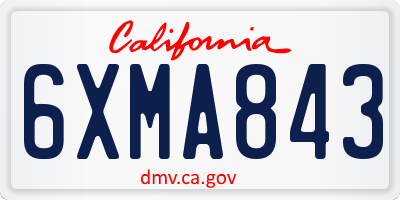 CA license plate 6XMA843