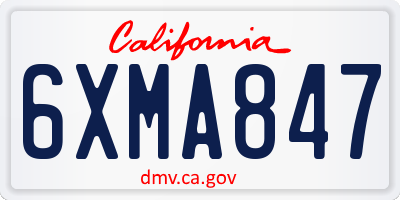CA license plate 6XMA847