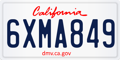 CA license plate 6XMA849