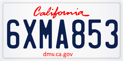 CA license plate 6XMA853