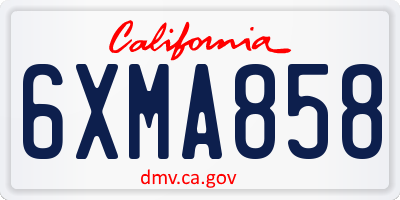 CA license plate 6XMA858