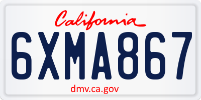CA license plate 6XMA867