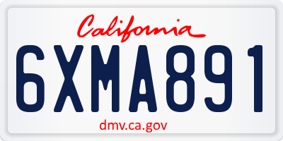 CA license plate 6XMA891