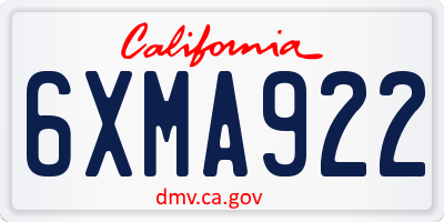 CA license plate 6XMA922