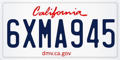 CA license plate 6XMA945