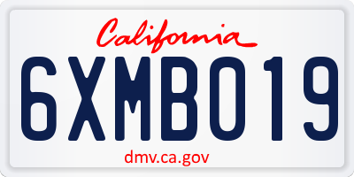 CA license plate 6XMB019