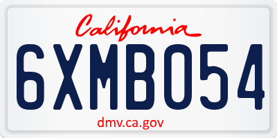 CA license plate 6XMB054