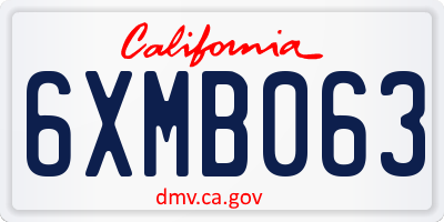 CA license plate 6XMB063
