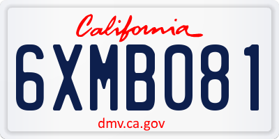 CA license plate 6XMB081