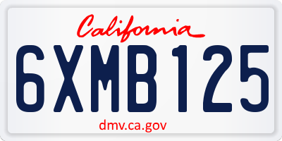 CA license plate 6XMB125