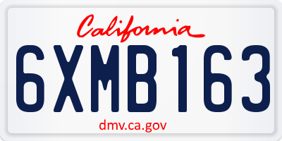 CA license plate 6XMB163