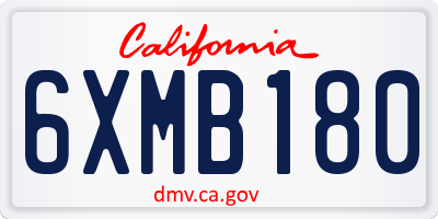 CA license plate 6XMB180