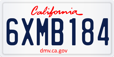CA license plate 6XMB184