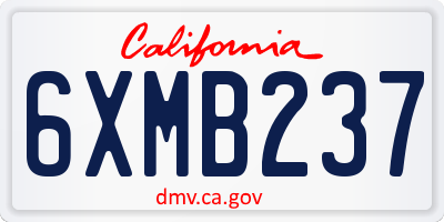 CA license plate 6XMB237