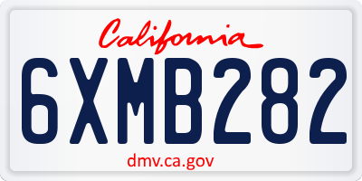 CA license plate 6XMB282