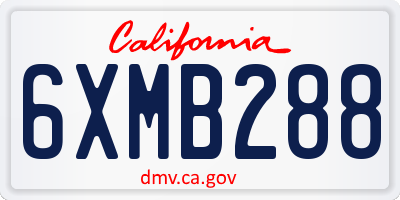 CA license plate 6XMB288