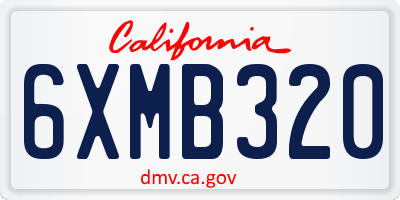 CA license plate 6XMB320