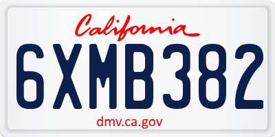 CA license plate 6XMB382