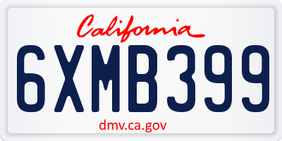 CA license plate 6XMB399