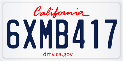 CA license plate 6XMB417