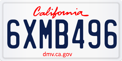 CA license plate 6XMB496
