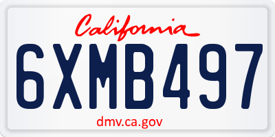 CA license plate 6XMB497