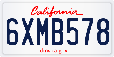 CA license plate 6XMB578