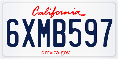 CA license plate 6XMB597