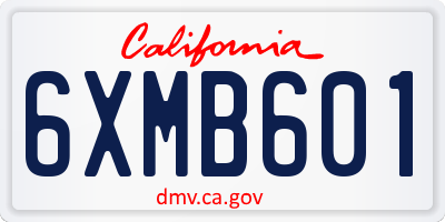 CA license plate 6XMB601