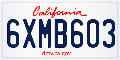 CA license plate 6XMB603