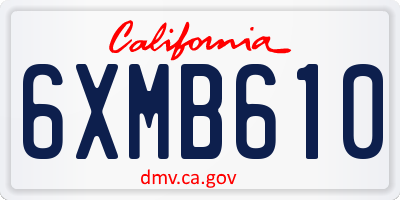 CA license plate 6XMB610