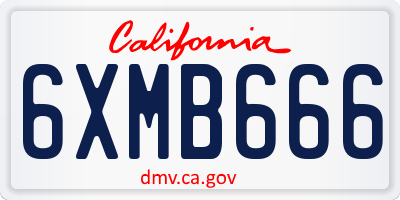 CA license plate 6XMB666