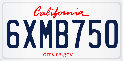 CA license plate 6XMB750