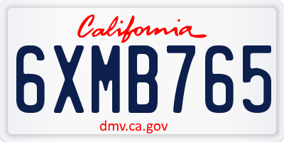 CA license plate 6XMB765