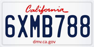CA license plate 6XMB788
