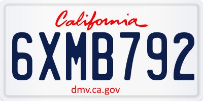 CA license plate 6XMB792