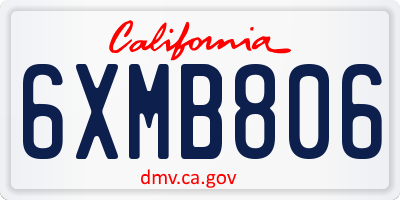 CA license plate 6XMB806