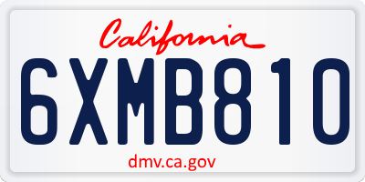 CA license plate 6XMB810