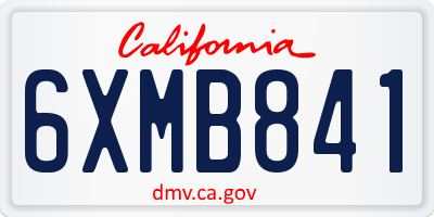 CA license plate 6XMB841
