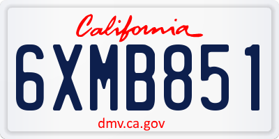 CA license plate 6XMB851