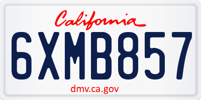 CA license plate 6XMB857