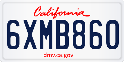 CA license plate 6XMB860
