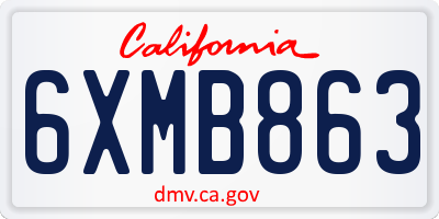 CA license plate 6XMB863