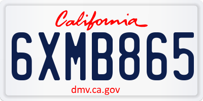 CA license plate 6XMB865